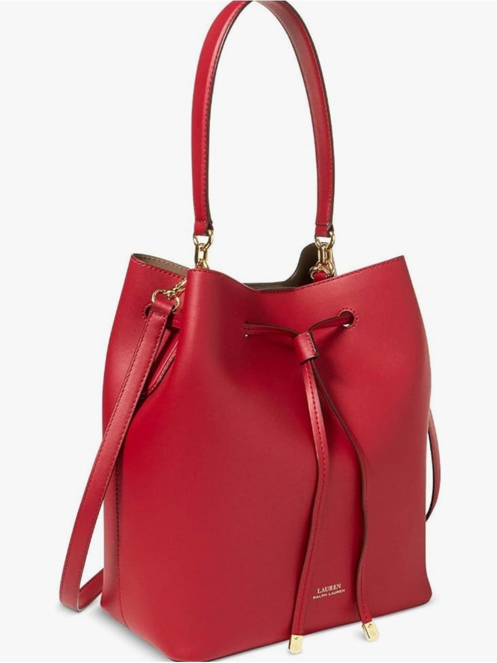 Like New Laurent Ralph Mini Dryden  Dryden ll leather Drawstring Bucket bag -Red